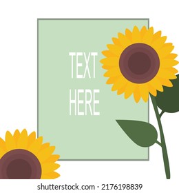 Illustrator vector of sunflower with green frame 