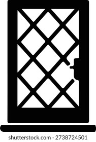 Illustrator Vector Window with criss cross panes simple house silhouette