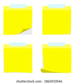 Illustrator vector of yellow blank note paper, note paper template