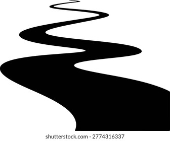 Illustrator winding road or river simple black and white