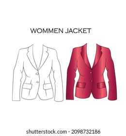 Illustrator of women jacket images. Wommen attire.