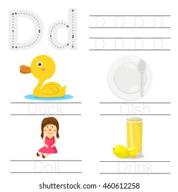 Illustrator of Worksheet for children d font
