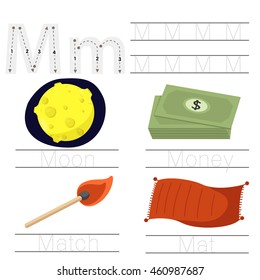 Illustrator of Worksheet for children M font