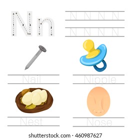Illustrator of Worksheet for children N font