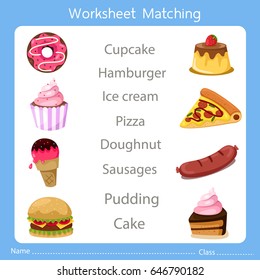 Illustrator of Worksheet Matching similar food