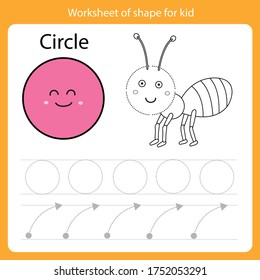 Ilustrador de hoja de cálculo de forma para círculo de niño