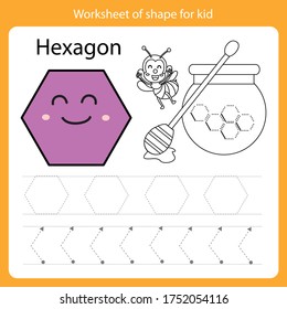 Illustrator of Worksheet of shape for kid hexagon