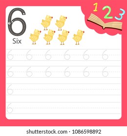 Illustrator of Worksheet writing practice number animal