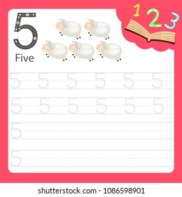 Illustrator of Worksheet writing practice number animal