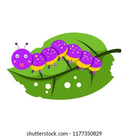 Illustrator of worm on leaves