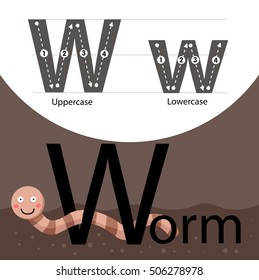 Illustrator of worm with w font