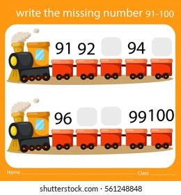 Illustrator of Write the missing number 91-100