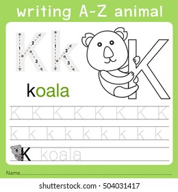 Illustrator of writing a-z animal k