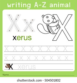 Illustrator of writing a-z animal x