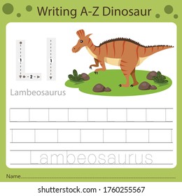 Ilustrador de la escritura a-z dinosaur L
