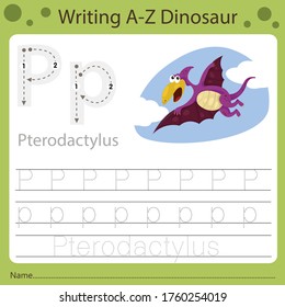 Ilustrador de la escritura a-z dinosaur P