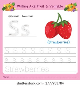 Ilustrador de la escritura a-z Fruit & Vagetable S