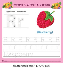 Ilustrador de la escritura a-z Fruit & Vagetable R