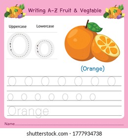 Illustrator beim Schreiben von a-z Fruit & Vagetable O