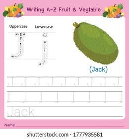 Ilustrador de la escritura a-z Fruit & Vagetable J