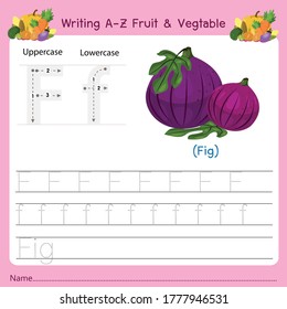 Ilustrador de la escritura a-z Fruit & Vagetable F