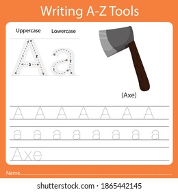Illustrator of writing a-z tools A is Axe