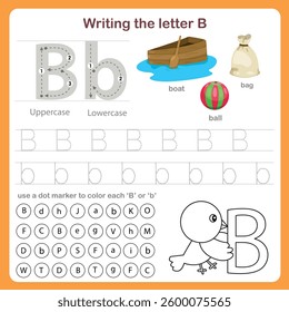 Illustrator of writing the letter b worksheet