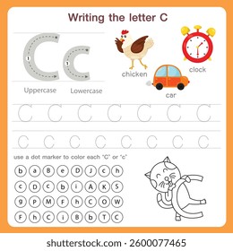 Illustrator of writing the letter c worksheet