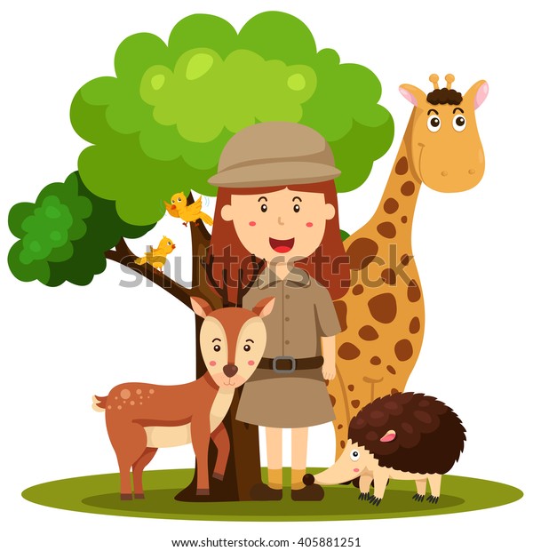 Illustrator of zoo keeper\
women