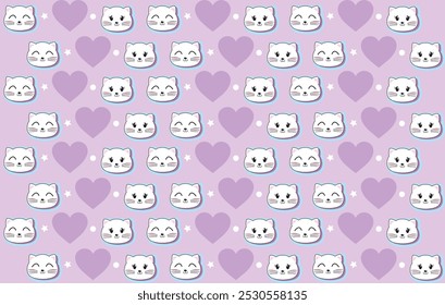 Illustrator,animal, art, background, cartoon, cat, cats, cute, design, fabric, face, fashion, girl, illustration, kitten, paper, pattern, pink, print, textile, texture, vector, wallpaper, white, wrapp