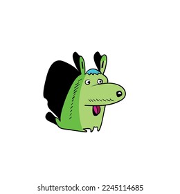 Illustratuion of funny green dog
