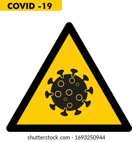 illustrazione di un cartello di divieto per emergenza corona virus nei colori giallo e nero