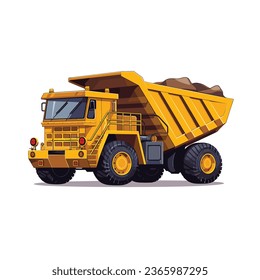 An illustrious yellow dump truck, a symbol of construction and heavy-duty work, poised at a construction site, ready to transport and unload materials with its powerful hydraulic system