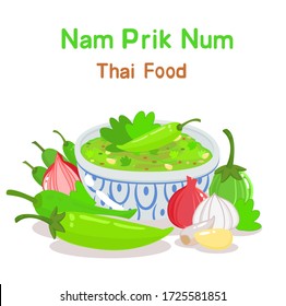 Illustrstion  Nam Prik Noom  Northern Thai Green Chili Dip  Vector                       