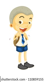 illustrtion of a boy in school uniform on white