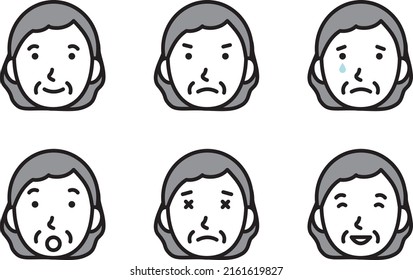 illusts set with various facial expressions.（Grandma,old woman）