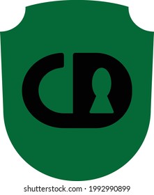 Illustration des Logos für das Vorhängeschloss C D mit grünem Schild