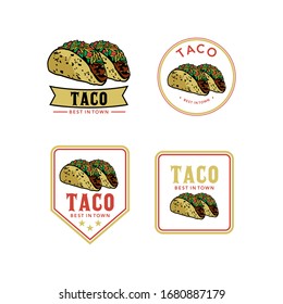 illutration taco food vintage logo design template Premium Vector