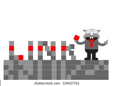 illutration vector graphic cartoon character of Rhino Businessman in activity