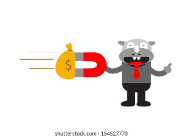 illutration vector graphic cartoon character of Rhino Businessman in activity