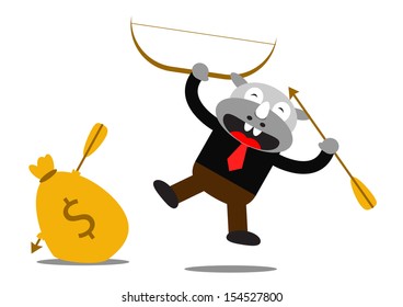illutration vector graphic cartoon character of Rhino Businessman in activity