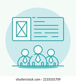 illutration vector graphic of a group of students who are receiving information from their teacher