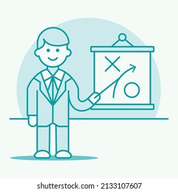 illutration vector graphic of people presenting work or strategy, fit for describing teacher, presentation, etc