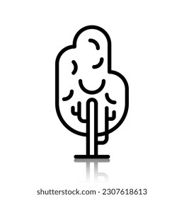 ilustración vectorial gráfico de árbol, icono de contorno de árbol, adecuado para la naturaleza, plantas, educación, etc.