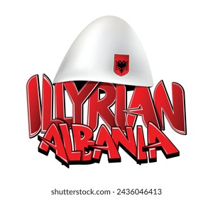 Illyria y Albania letras bajo los tradicionales sombreros populares del PLIS en Albania, Kosovo, Macedonia, Epiro