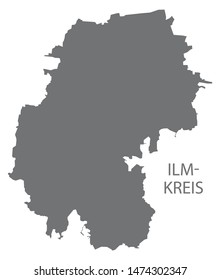 Ilm-Kreis grey county map of Thuringia Germany