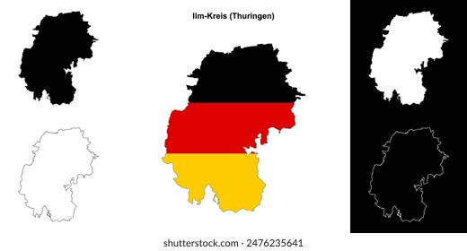 Conjunto de mapas esquemáticos en blanco de Ilm-Kreis (Thuringen)