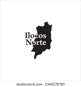 Ilocos-Norte-Karte und schwarzes Buchstabendesign auf weißem Hintergrund