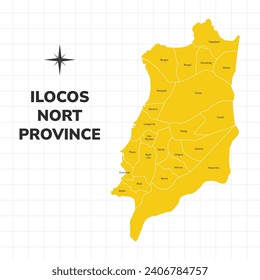 Ilocos Norte Province map illustration. Map of the province in the Philippines