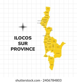 Ilocos Sur Province map illustration. Map of the province in the Philippines